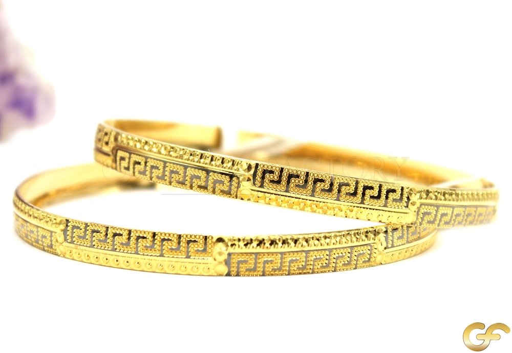 Lovely Greek Key Two Toned Pair of Bangles