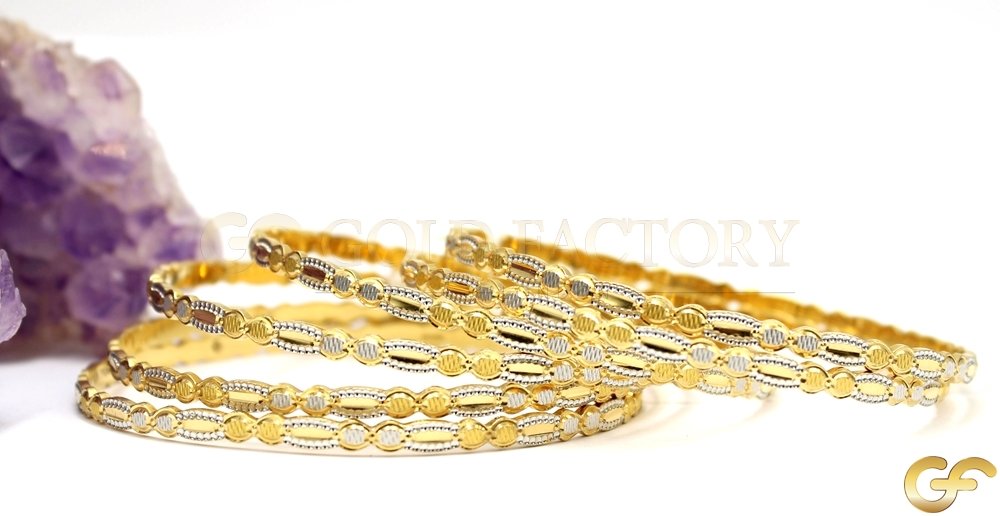 Set of 6 Two Toned 22ct Gold Bangles